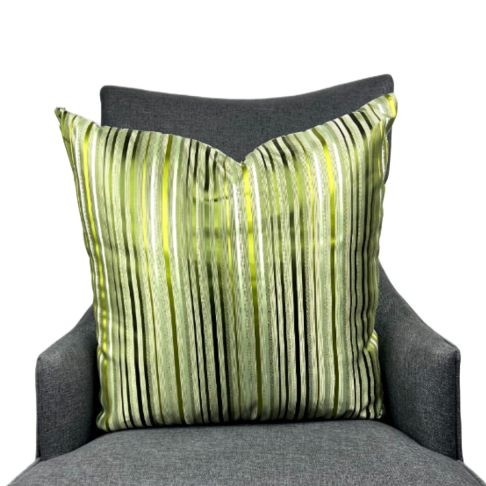 Show-stopper decorative pillow with stunning green multitone stripes